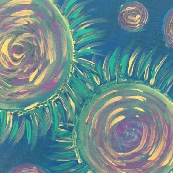 Original Painting Blue Purple Trippy Retro 80s Design 12”x12” Wall Decor - Picture 7 of 11